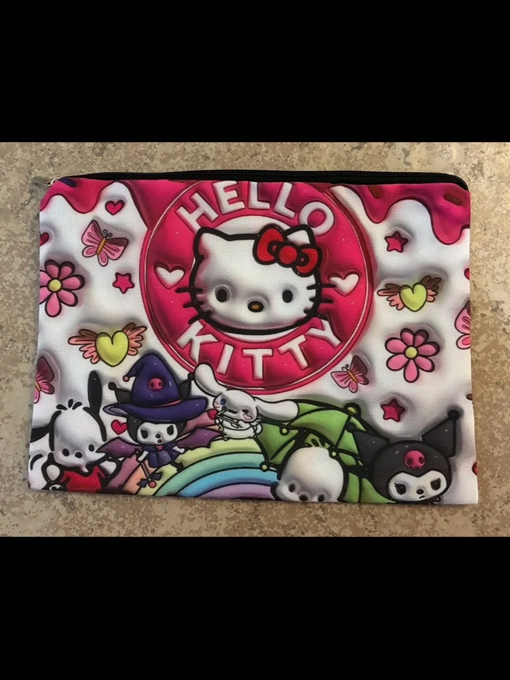 New! Bag of Hello Kitty Large Capacity Cosmetic Bag. Cute Design. 8.9” x 6.5”.